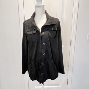 NEU Look Women's Jacket Long Sleeve Pockets Size 1X Black Collared